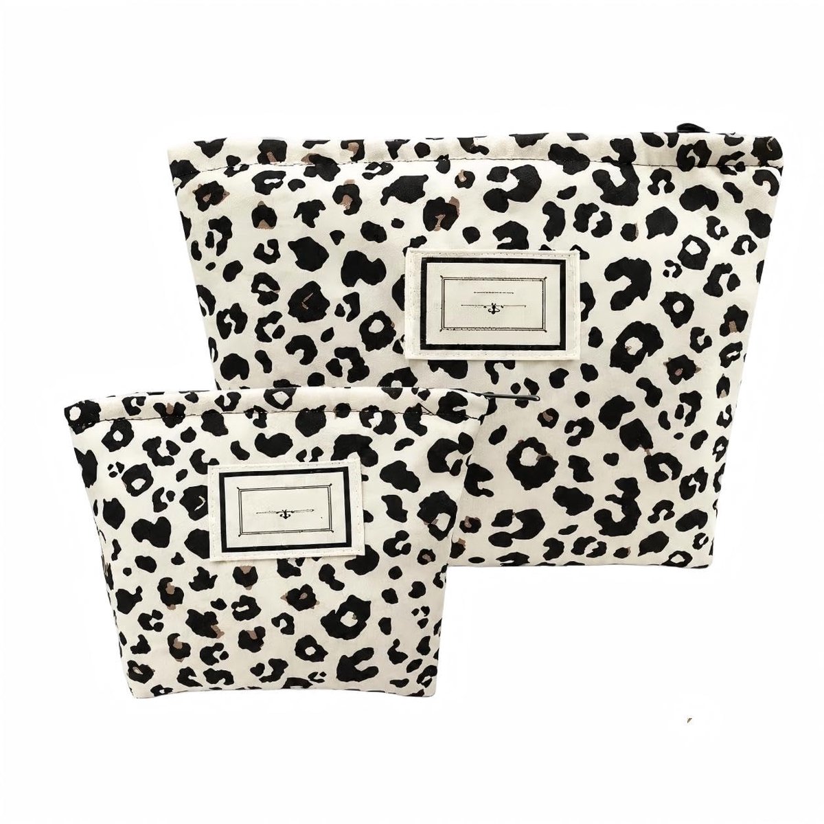 Make-uptas Toilettas Set Canvas Organizer met Ritssluiting 25x20x6 cm en 17.5x14x4 cm Beige Make Up Tas voor Reizen Dagelijks Gebruik Verzorging Opslag