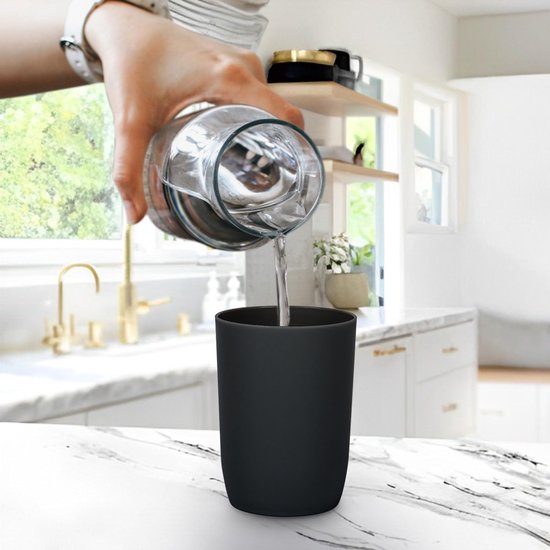 4 stuks tandenborstelbekers zwart, tandenborstelbekers voor kinderen, tandenborstelbekerset, drinkbeker kunststof, voor volwassenen, jongeren en kinderen (280 ml, zwart)