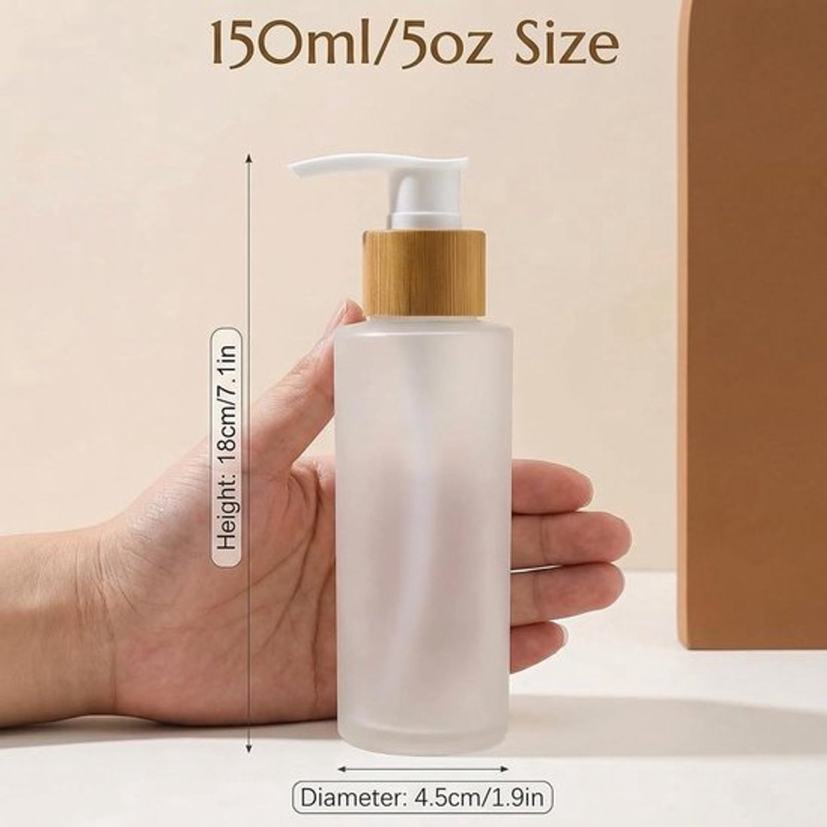 Dailygoody - 150 ml Pompfles - Frosted Glazen Zeepdispenser - Bamboe