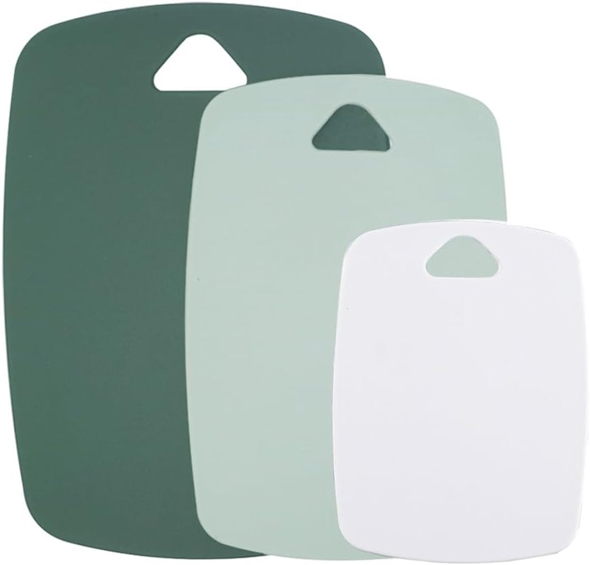 Plastic snijplank set van 3, snijplanken voor keukens met handgreep, BPA-vrij, vaatwasmachinebestendig snijplanken, meerkleurige snijplankenset (groen)