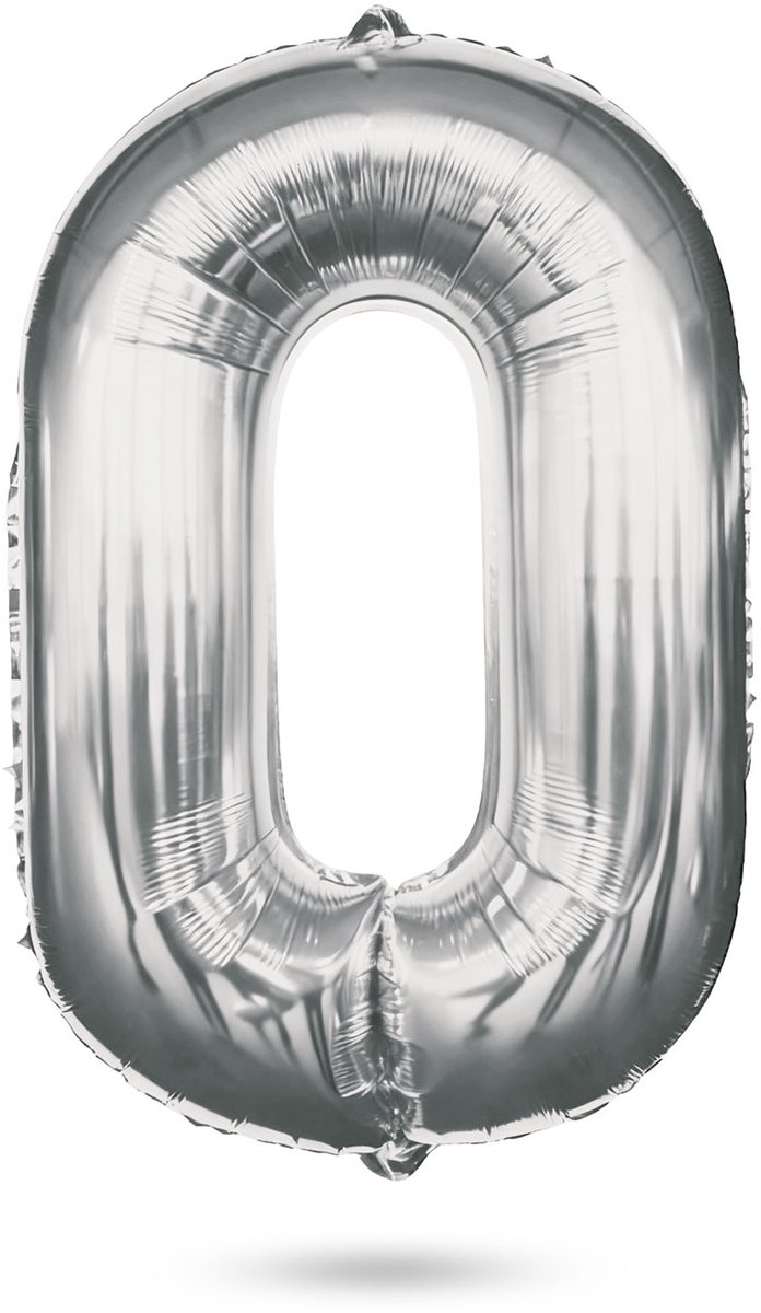 Folieballon Cijfer 0 Zilver 40 Inch - XXL Verjaardag Ballon - Helium Ballon - Nummer Ballon - Feestdecoratie - Herbruikbaar [58085-00]
