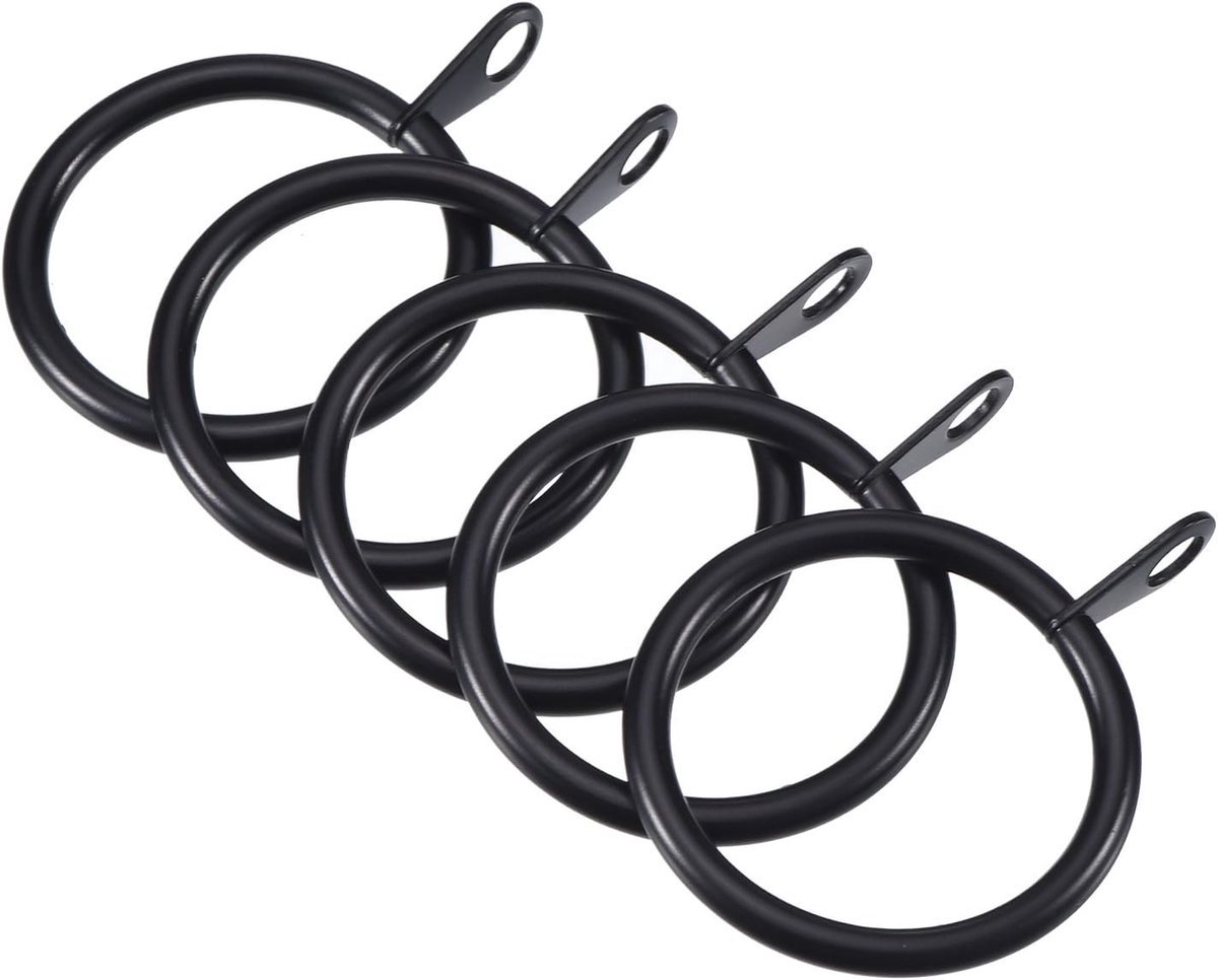 32 stuks Gordijnringen - Metalen gordijnringen - Stevige metalen gordijnringen - Gordijnaccessoires - Geschikt voor douchegordijnen, raamgordijnen, gordijnroedes - Binnendiameter 38 mm, Zwart