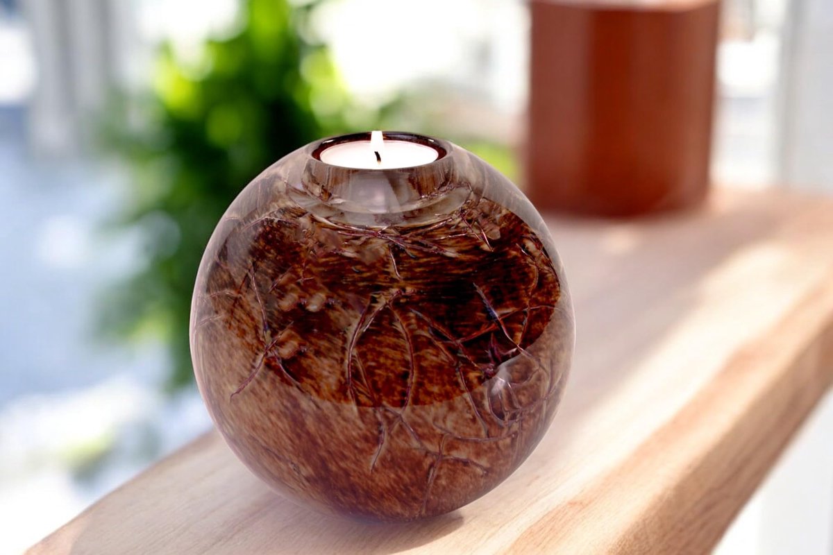 Waxinelichthouder coffee 14cm - Huisdier Urn - handgemaakt in Europa - voor kleine hoeveelheid as