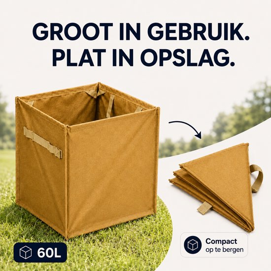 Sercano Opvouwbare Prullenbak 60L - Grote Afvalbak voor Auto, Camping, Tuinafval & Kofferbak - Waterdicht & Lekvrij - Inclusief 10 Vuilniszakken - Oxford-canvas - Geel van sercano — afbeelding 4