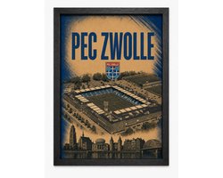 PEC Zwolle retro poster | Voetbal vintage art print | Inclusief Zwarte A4 Lijst
