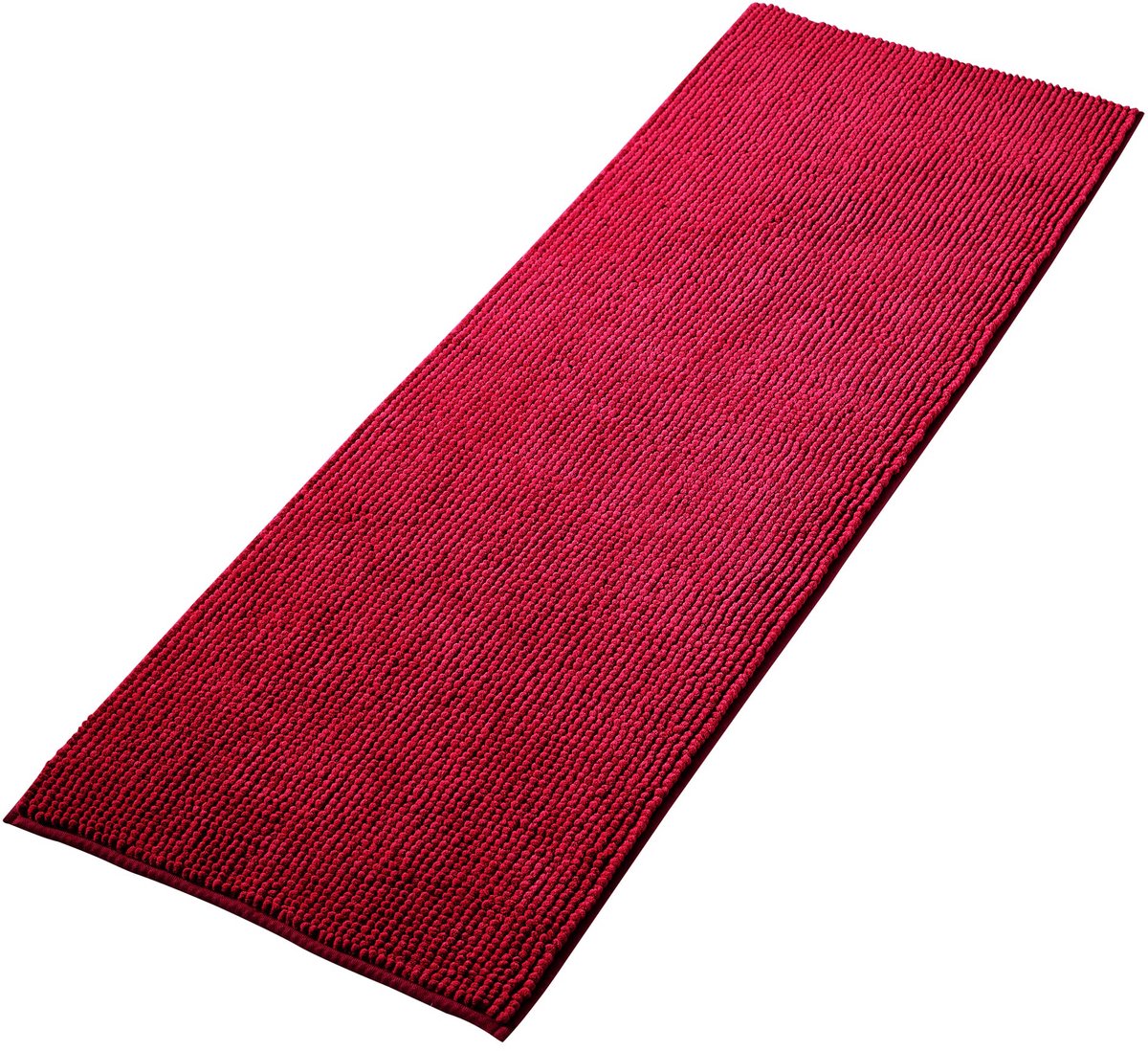 Badmat Anti-Slip av soft Chenille | Super absorberend en machinewasbaar | Te combineren als badmat set | Voor de badkamer, douche, bad of als WC mat | Rood - 50x150 cm