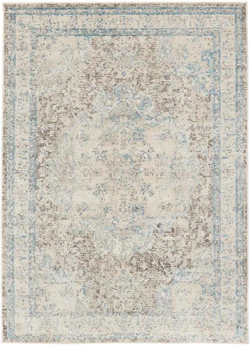 Nadia, Vloerkleed, Vintage, 160 x 230 cm, Rechthoekig, Middelpolig, Alleen chemisch reinigen, oeko_tex_100, Crème wit/Greige