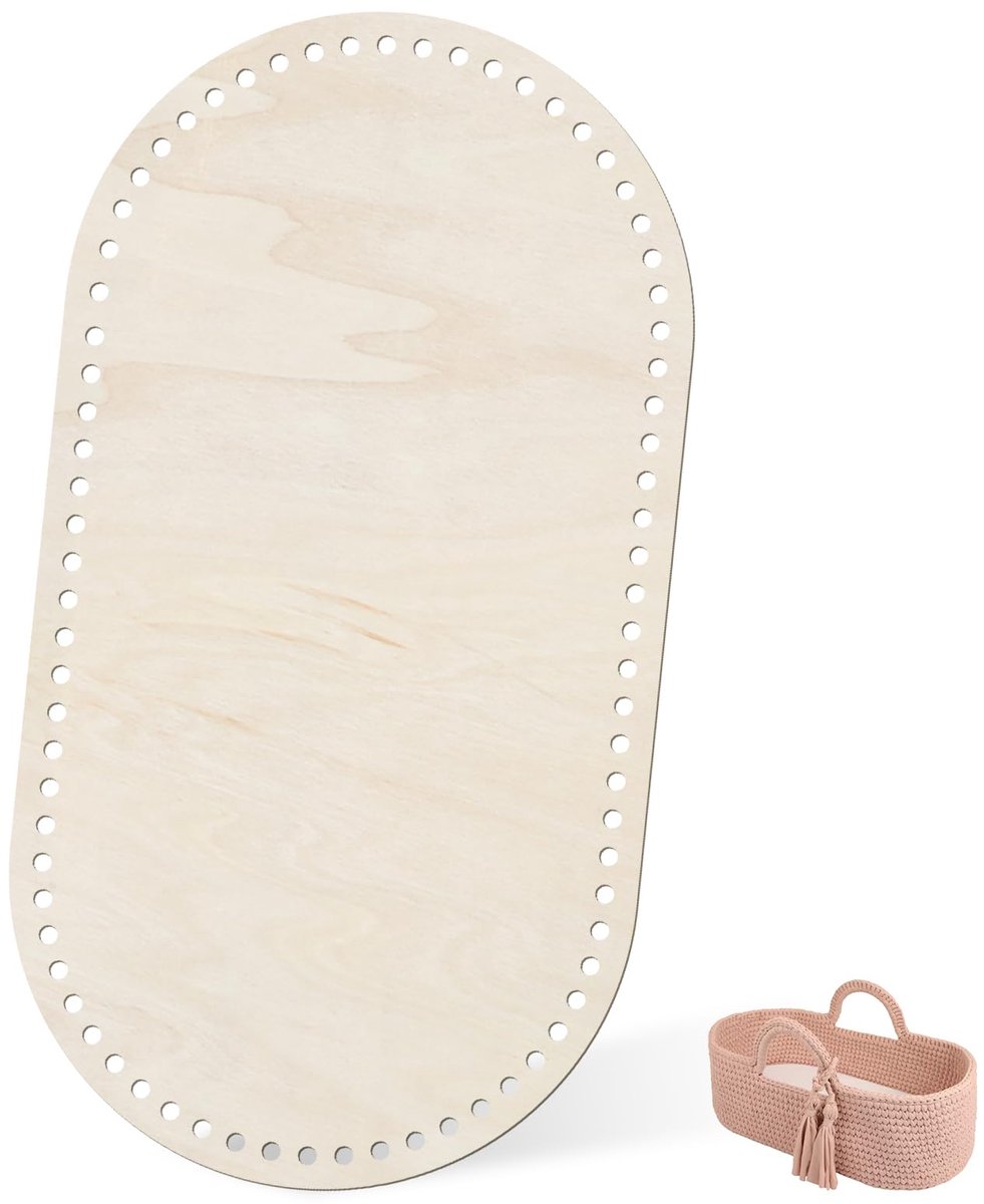 Gehaakte manden basis 75 x 40 cm - Houten ovale mandenvlechtmateriaal - Natuurlijk en duurzaam - ShopVlot