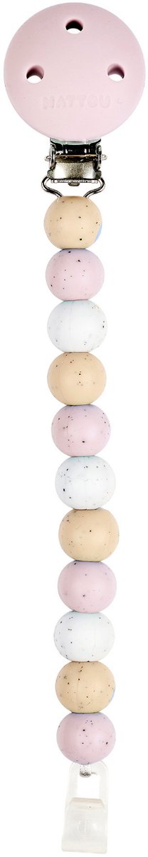 Nattou Silicone Speenkoord - Fopspeenketting - 21 cm - Multi Roze Gestipt