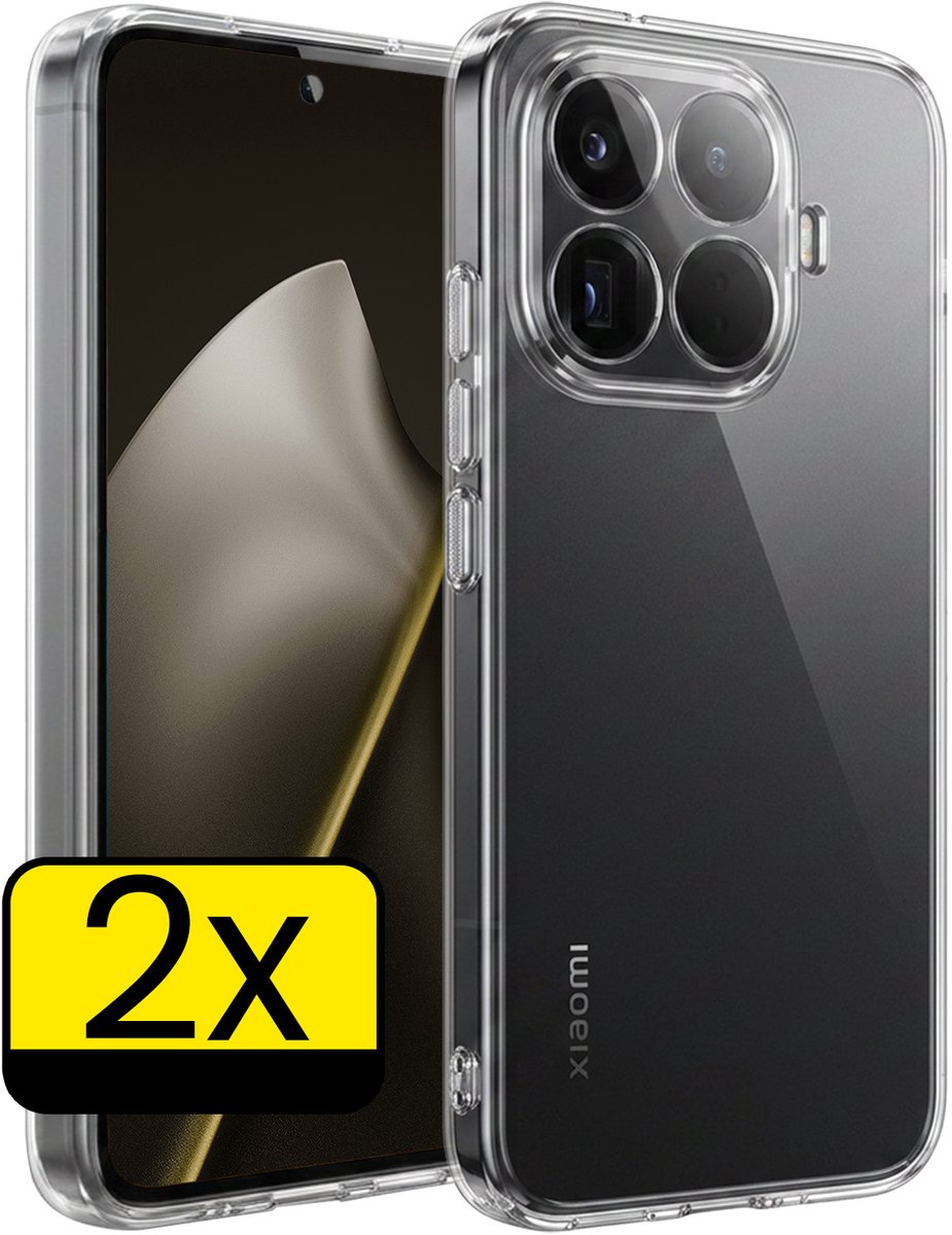 Hoesje - 2 Stuks - Geschikt voor Xiaomi 15T Pro - Sterk & Shockproof - Case Siliconen - Back Cover - Telefoon Hoes - Telefoonhoesjes - Transparant