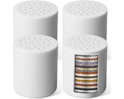 Set van 4 douchefilters, 22 niveaus, universele vervanging, waterontharder, verwijdert chloor, ijzer, geuren, kalk, douchefilter voor kalkwater