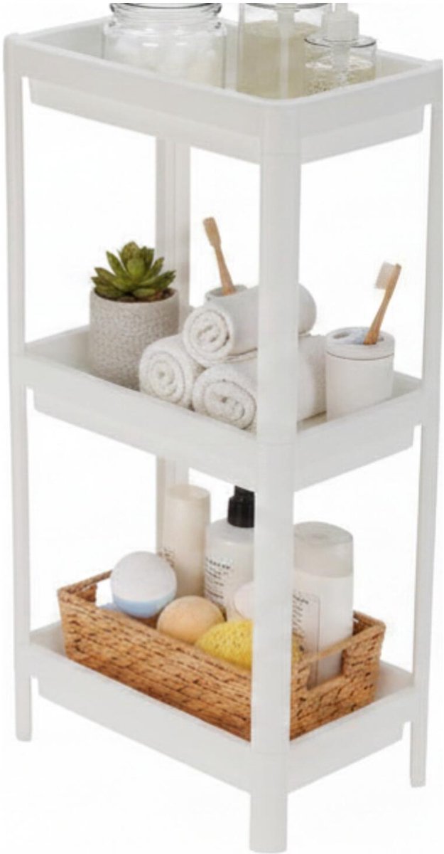 Storage Solutions Opbergrek keuken / badkamer - kunststof - wit - 36 x 23 x 71 cm - met 3 containers