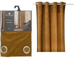 Atmosphera gordijn lilou - 2x - L260 x B140 cm - goudbruin - polyester - met ringen