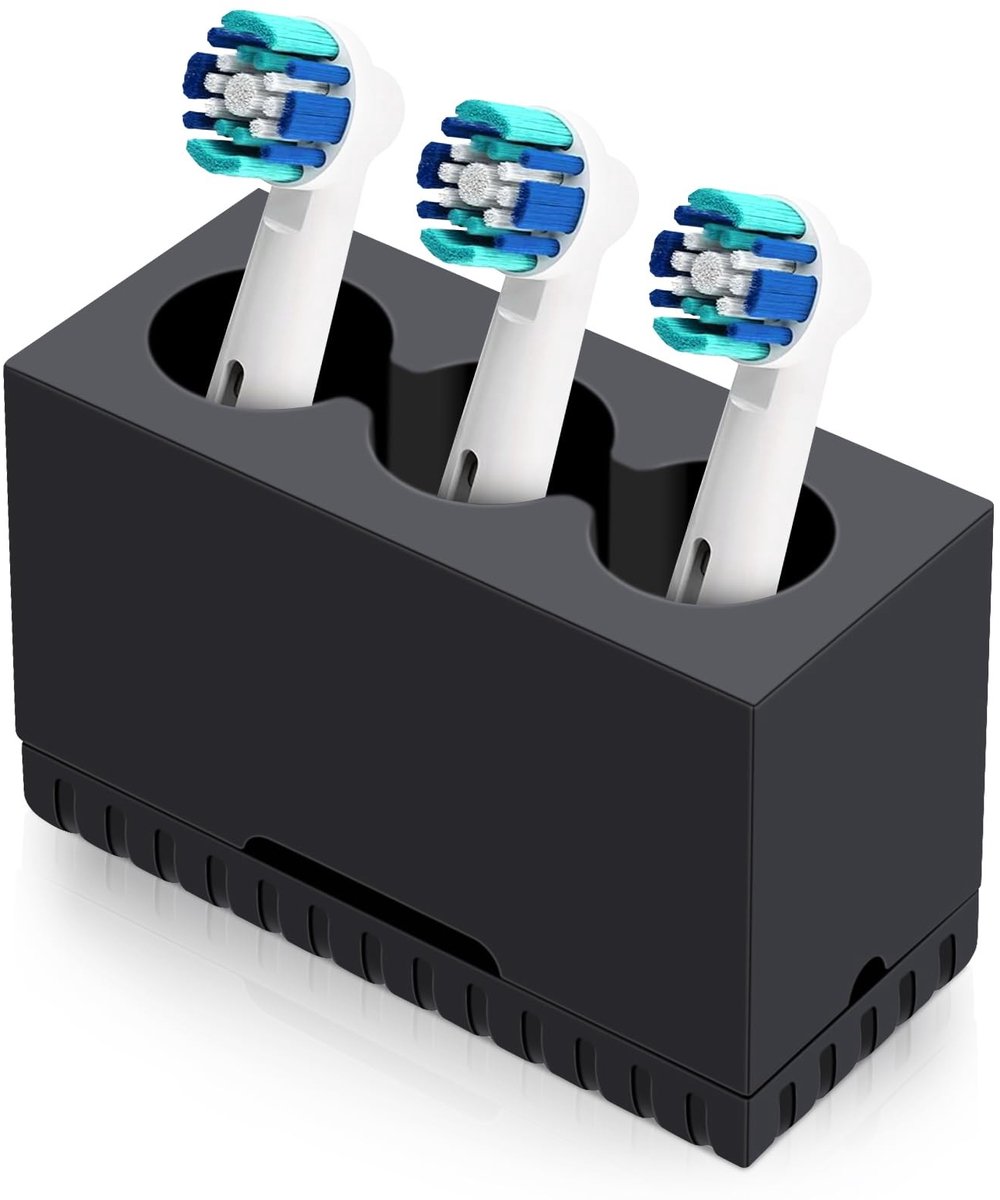 Dailygoods - Tandenborstelkop houder - Siliconen houder - Vrijstaand - Zwart - Opzetborstels container - Geschikt voor elektrische tandenborstels - Zwart