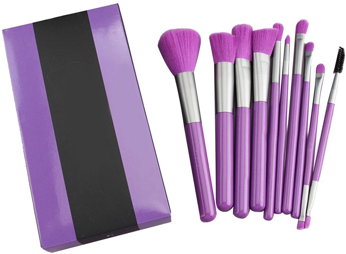 Dailygoods- Make-up Kwasten Set - 10st Synthetische Kwasten - Houten Handvat - Gezichts- en Oogmake-up - Draagbaar - Zachte Haren - Cosmetische Kwasten