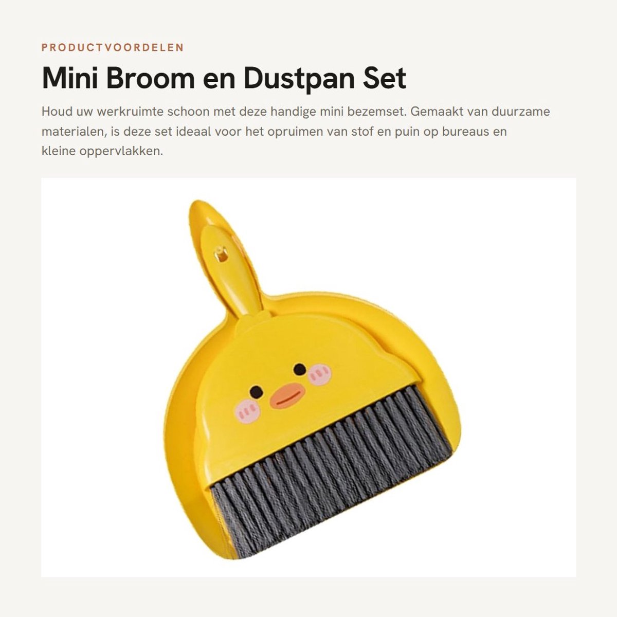 Dailygoods- Stofpan Duurzaam Materiaal - Mini Bezemset - Draagbaar - Compact Ontwerp - Desktop Hulpmiddelen - Ideaal voor Studenten - Mini Bezem