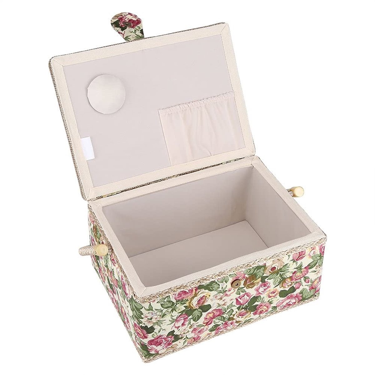 Dailygoods- Opbergdoos Grote Maat - Opbergdoos met Handvat - Opbergdoos voor Naaigereedschap - Opbergdoos Karton - Landelijke Stijl - 30,5 x 23,1 x 15,5 cm - Opbergmand