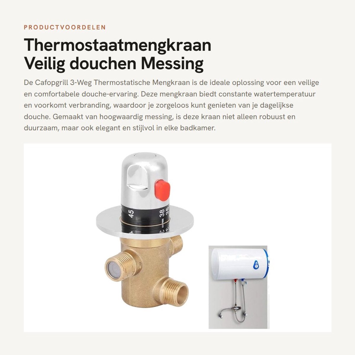 Dailygoods- Mengventiel 3-Weg - Thermostaatkraan - Temperatuurmeter - Antislip - Waterdicht - Hoogwaardig Messing - Veilig en Betrouwbaar - Thermostaat