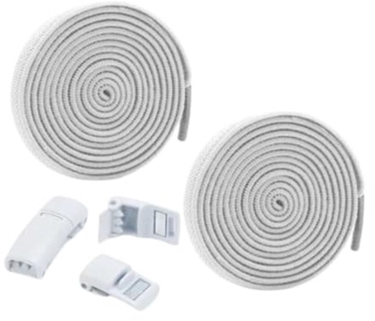Dailygoods- Elastische Veters - Metalen Draaisluiting - Schoenveters - Wit - 2 Stuks - Nooit Meer Strikken - Praktische Kliksluiting