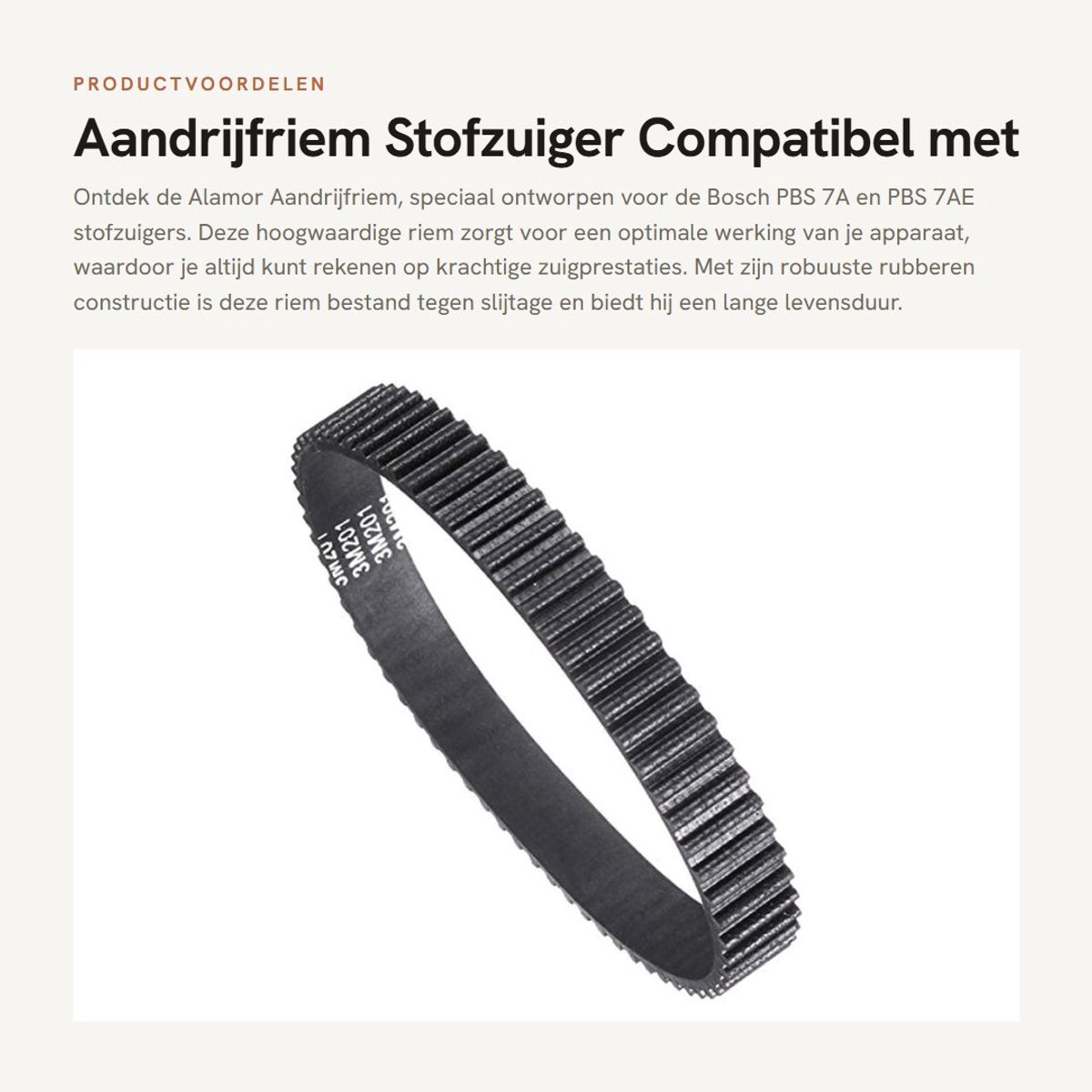 Dailygoods - Aandrijfriem Stofzuiger - Compatibel met Bosch - Zwart - Rubber - Versterkte duurzaamheid - Perfect voor 7A en 7AE