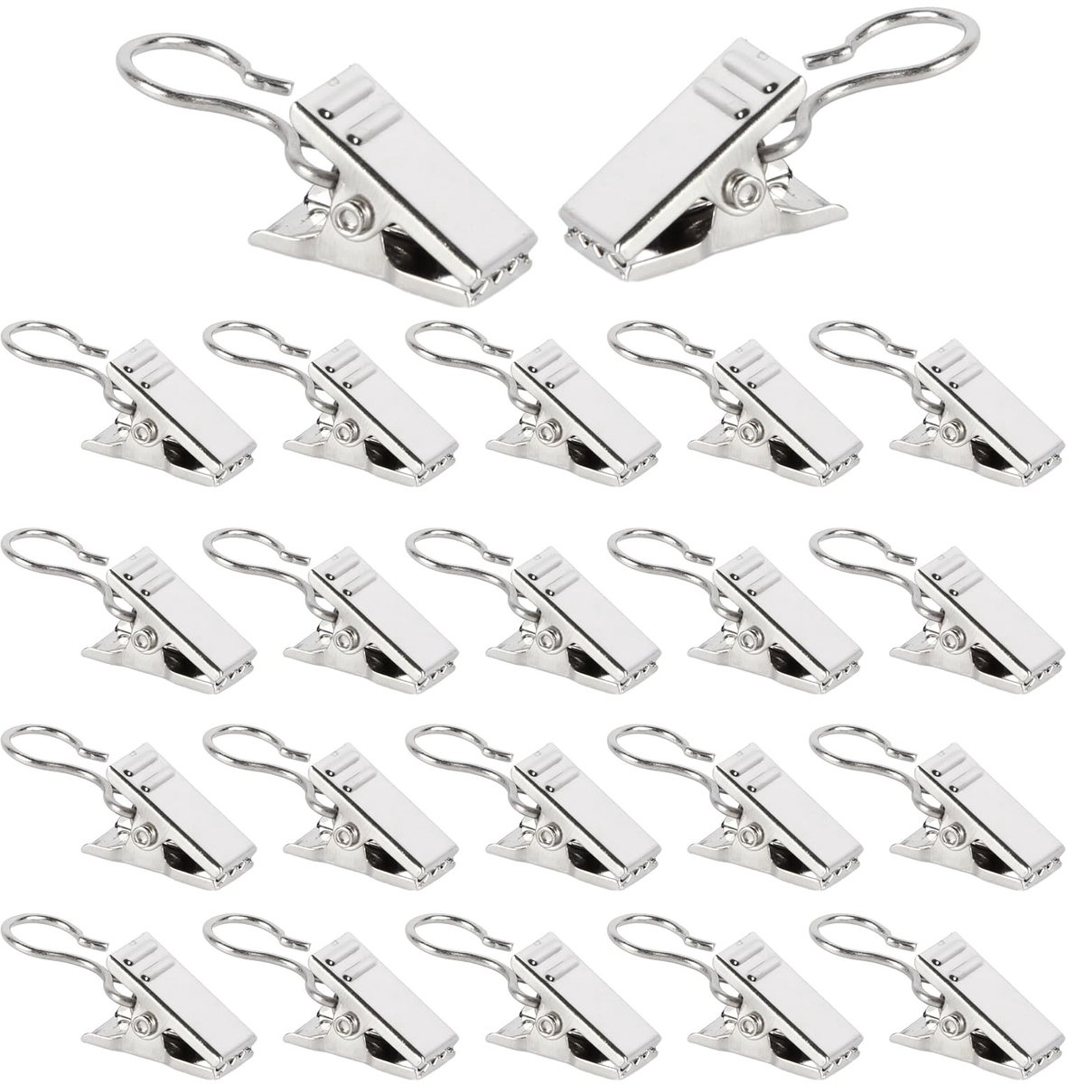 Dailygoods - 150 stuks gordijnclips, gordijnclips met haken, roestvrij staal, kleine gordijnklemmen, douchegordijnhaken, multifunctionele gordijnklemmen voor slaapkamer, badkamer, woondecoratie