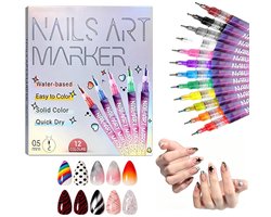 Dailygoods- Nail Art Pens - 12 Kleuren Set - Upgrade Nagel Stiften - Sneldrogende Liner Pens - 3D Nagellak Pens - Teken Tool voor Nagels - Nagelstiften