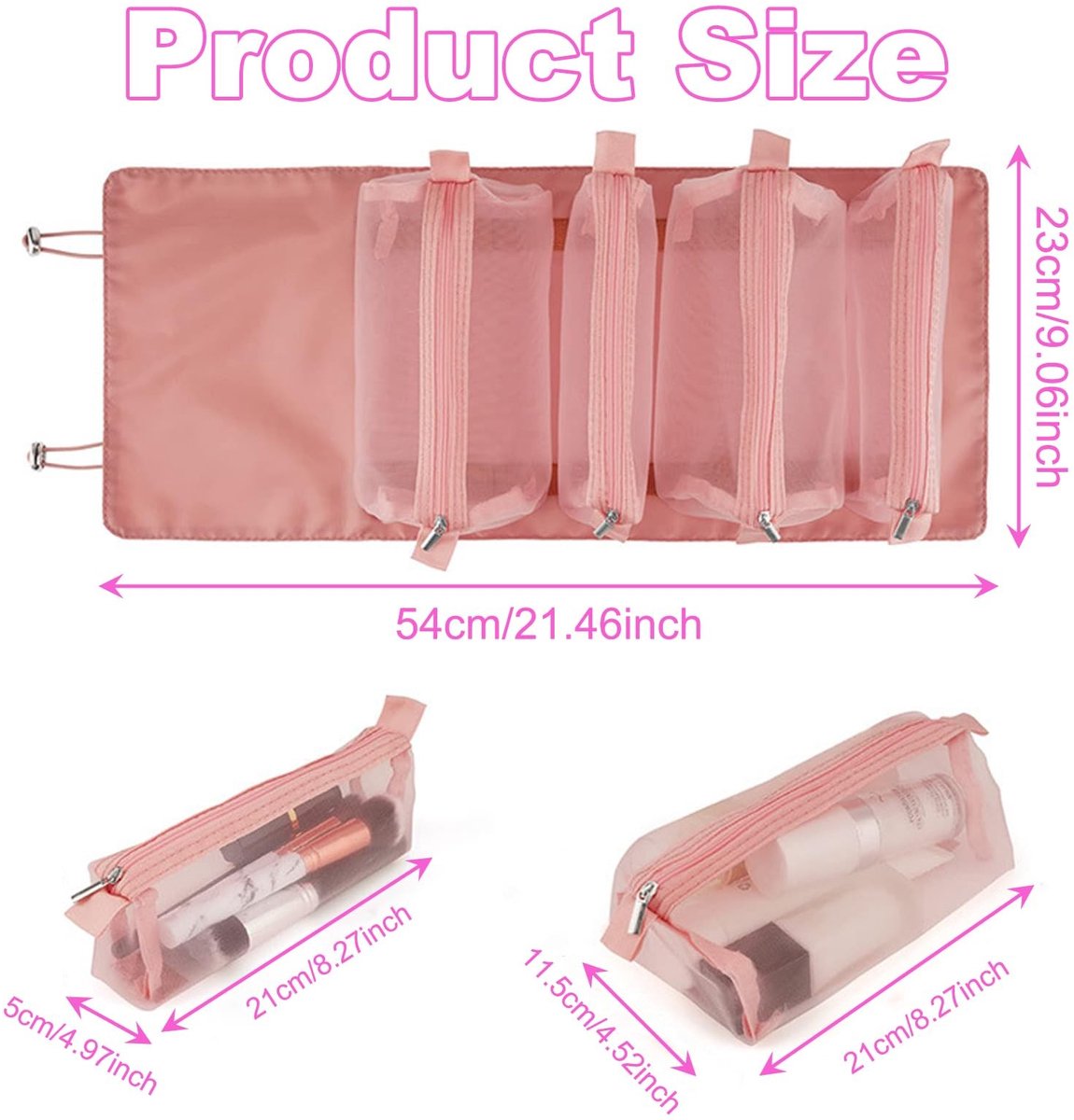 Dailygoods- Cosmetische Tas met 4 Vakken - Make-up Tas met Ritssluiting - Organizer voor Sieraden en Toiletartikelen - Dames Tas - Handig en Opvouwbaar - Make-uptas