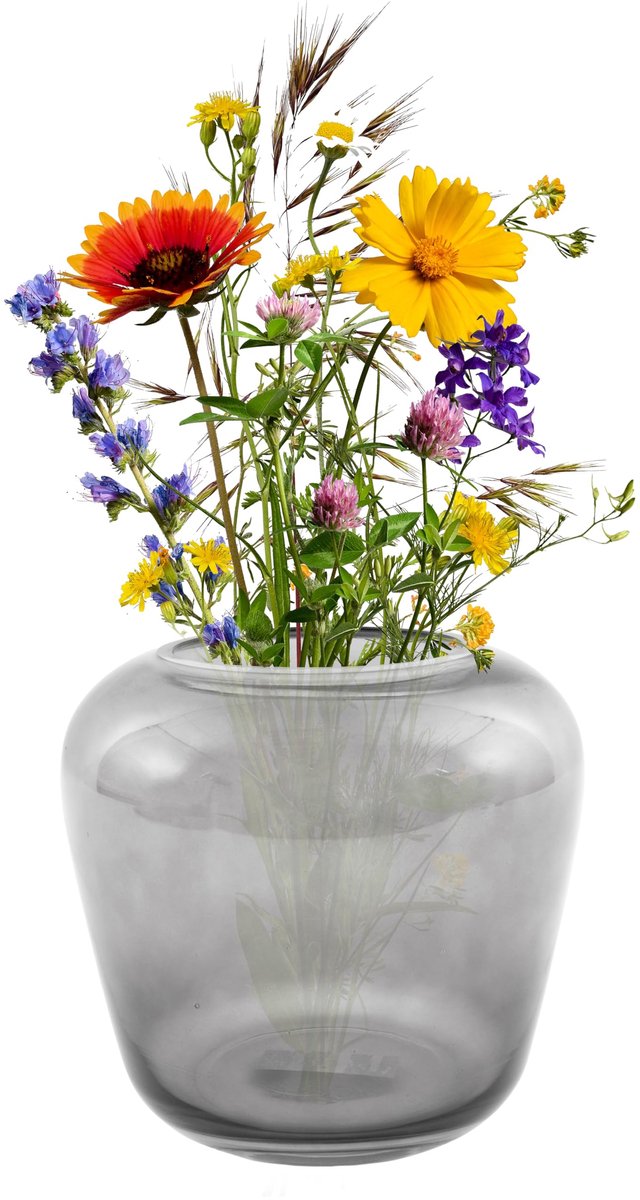 Vaas uit glas, home decor met stijlvol design, grijs, 20x18cm