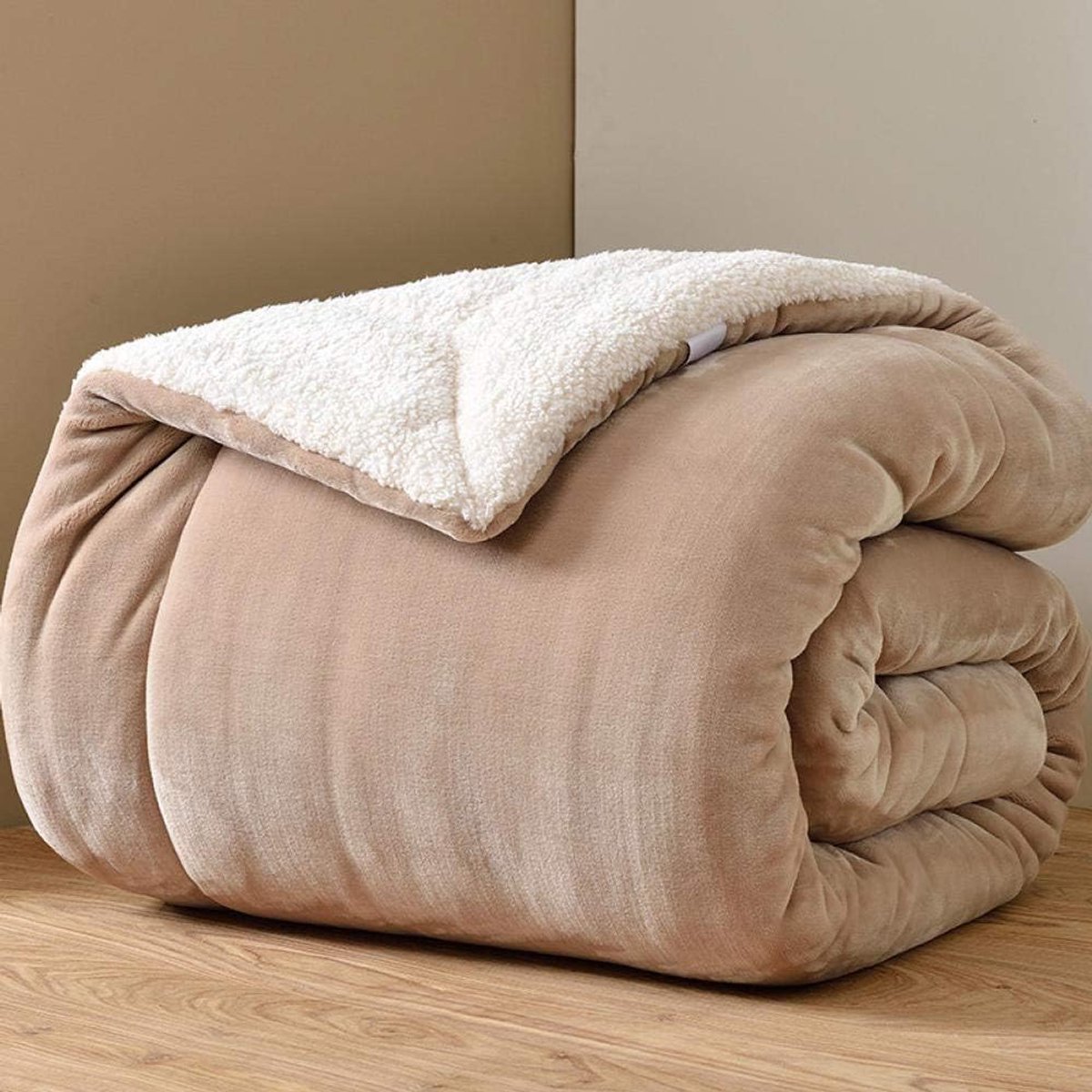 deken Pluizige zachte pluche deken, voor het hele seizoen, lente, zomer, herfst, spreien voor bankbed -Kameel_150x220cm weegt 6,2 kg
