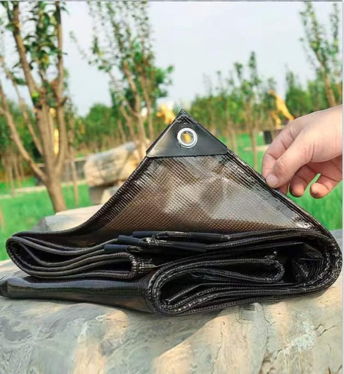 Zeilen Waterdicht met oogjes Grondzeil Cover 0,35 mm PVC-vezel versterkt voor kwekerij/broeikas/tuin (Kleur: zwart, maat: DIY elke maat)