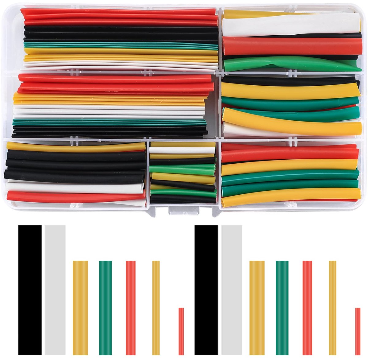 Krimpkousenset, 140 stuks, krimpverhouding 2:1, kabel krimpkousenset, waterdichte krimpverbinder, heat-krimpbuisset, 7 maten, 5 kleuren