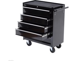5-Drawer Rolling Tool Chest Cabinet, Large Capacity Metal Tool Box with Wheels and Keyed Locking, Roll Around Storage Organizer Tool Cart for Garage, Warehouse, Work Shop (Black)