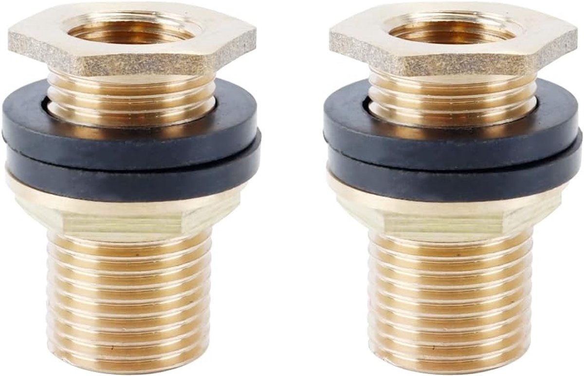 tankdoorvoer 1/2 inch x binnendraad 3/8 inch, containerschroefverbinding voor kranen, regenton en watertanks met 2 afdichtingen