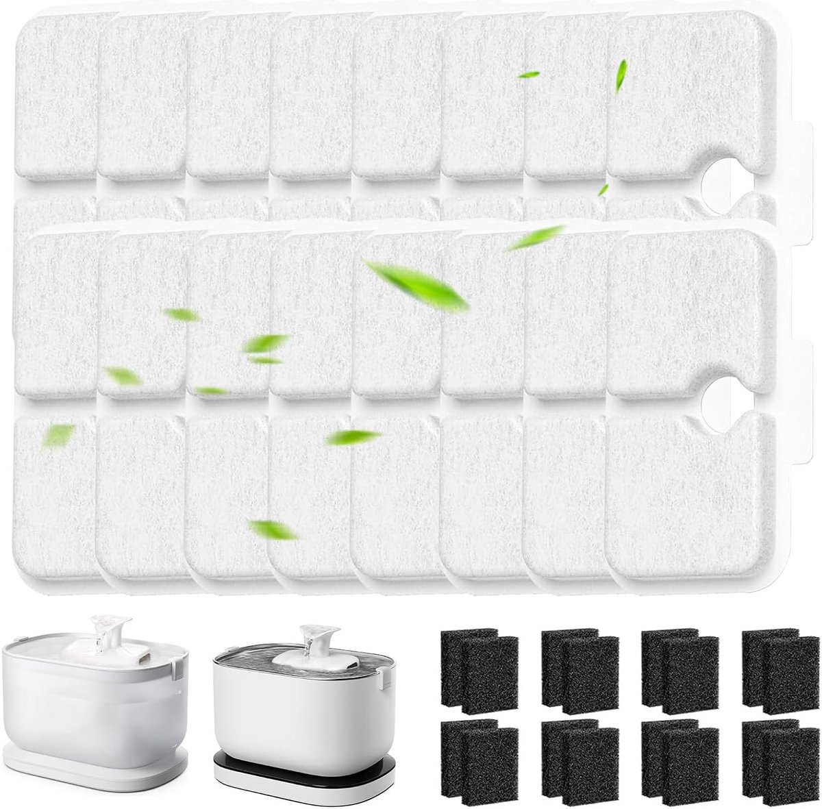 32 stuks filters kattenfontein, drinkfontein katten voor dokstream PLWF005, PLWF115, PLWF105, drinkfontein katten voor kattendrinkfontein, 16 filters, 16 sponzen