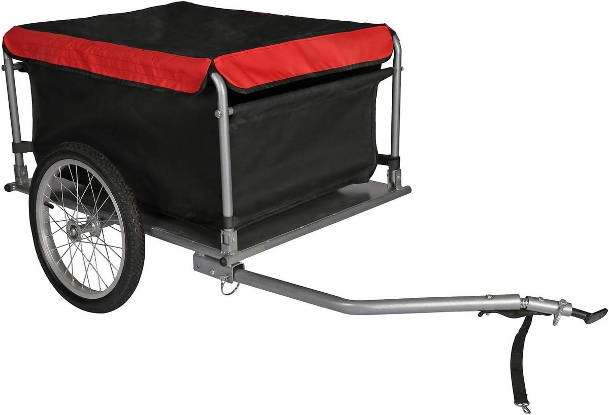 Fietskar - Transportkar Bakfiets - Goederen Vervoeren - Inklapbare Dissel - 135 x 60 x 58 cm - Rood Zwart