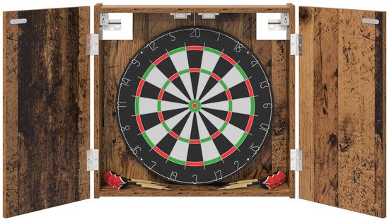 vidaXL - Dartbord - Kabinet - Oud - hout - 56 - x - 12 - x - 53,5 - cm - Bewerkt - hout van vidaXL — afbeelding 5