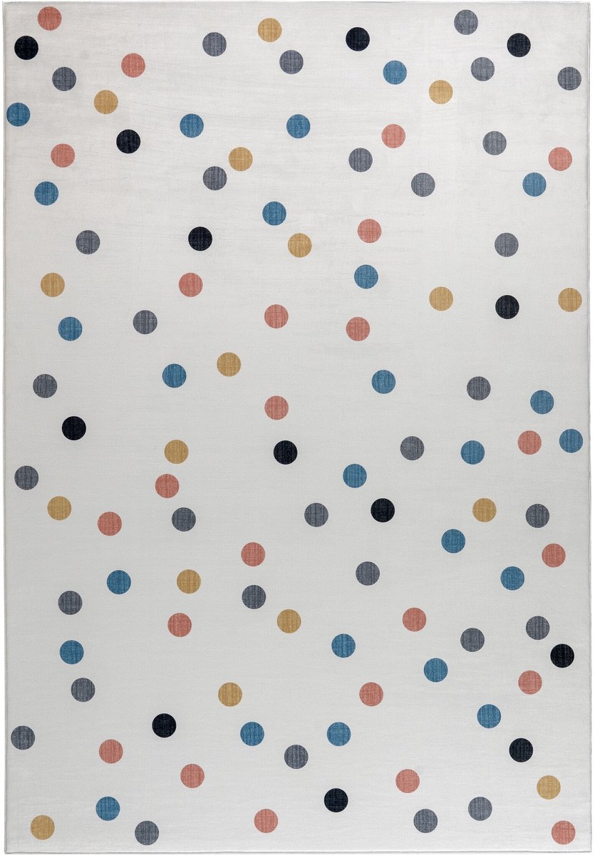 Muratap Kindervloerkleed Stippen Creme Multi Wasbaar Antislip- 120x170 CM