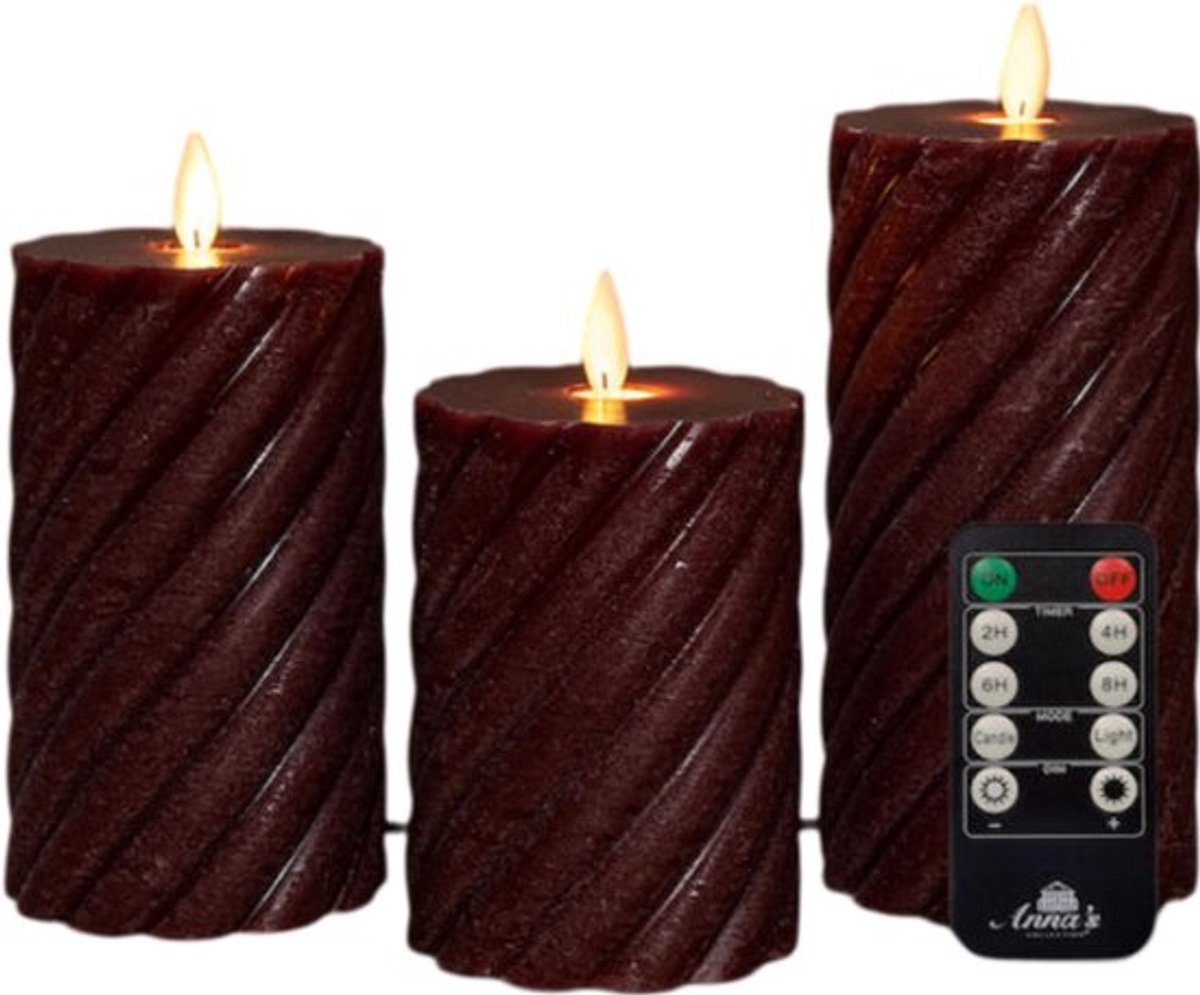 Anna's Collection Stompkaars swirl wax led bewegende vlam met afs... rood