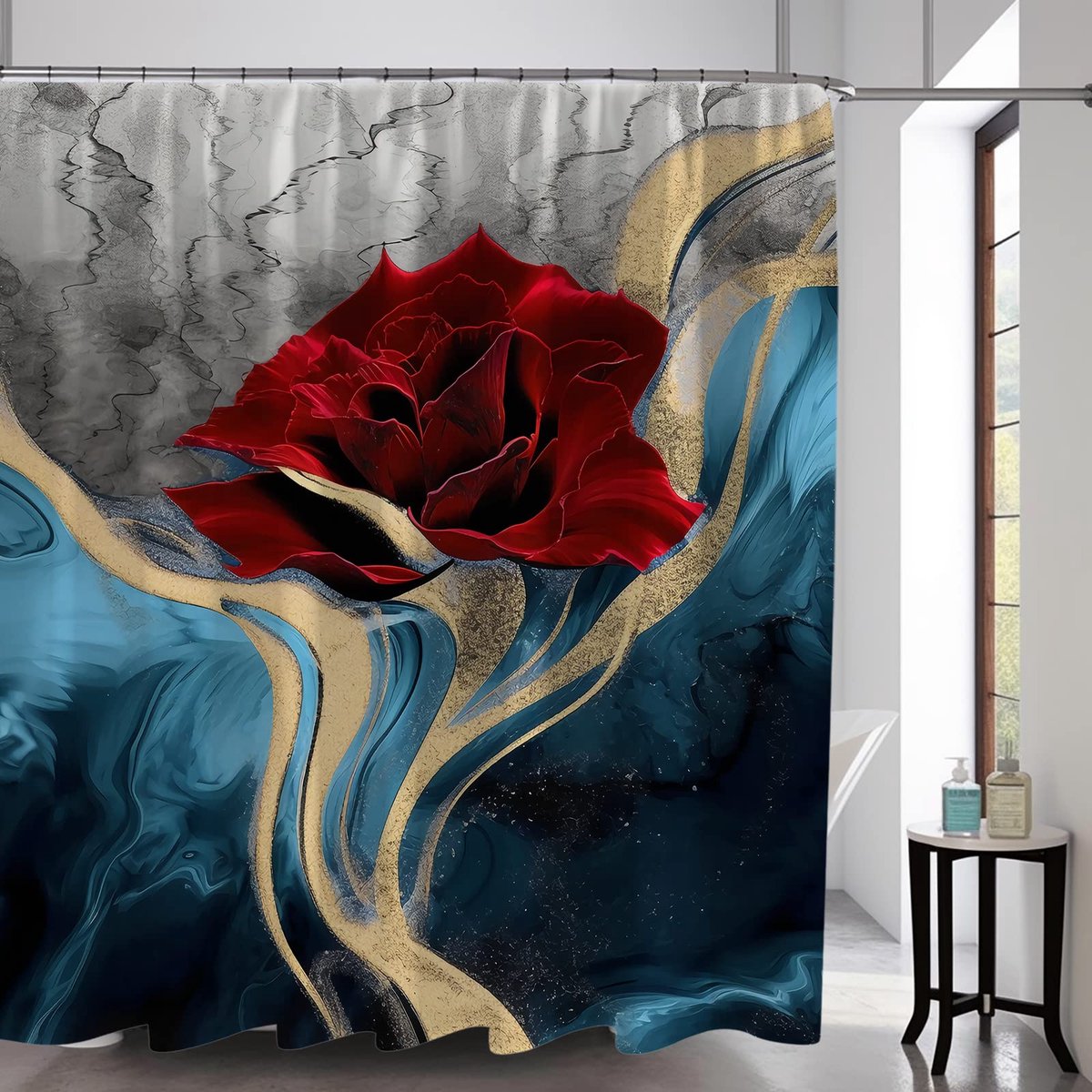 Boho Mushroom Skull Animal Sun Moon Floral Douchegordijn, Kunst Decor Waterdicht Stof Douchegordijn voor Badkamer Set met Haken