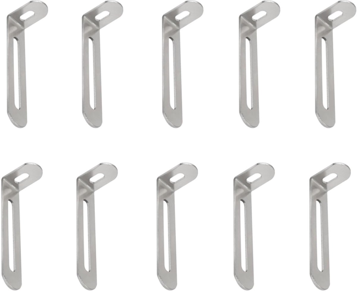 10 stuks hoekverbindingen, 7,3 x 2,3 x 1,5 cm, wandbevestiging met kantelbeveiliging, L-vormige meubels, verstelbare montagehoeken, zware belastinghoek met 2 langgaten voor bevestiging van meubels en