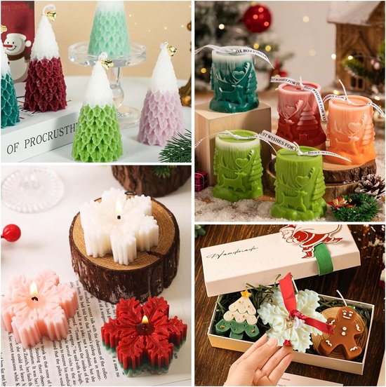 Kaarsvormen om te gieten, 3 stuks, kaarsvorm, Kerstmis, kaarsvormen, siliconen vormen, kaarsgietvormen, siliconen vorm, kaarsen voor kerstdecoratie — afbeelding 5
