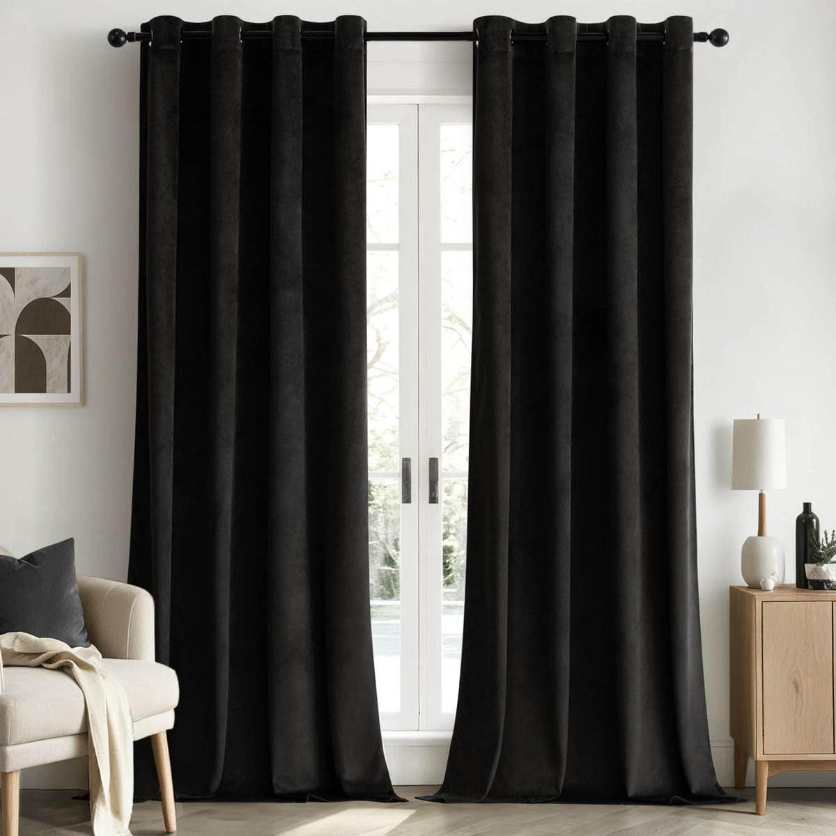 Fluwelen Gordijnen - Verduisterende Gordijnen - Slaapkamer Decoratie - Zachte Fluweel Textuur - 2x 140x225 cm - Zwart