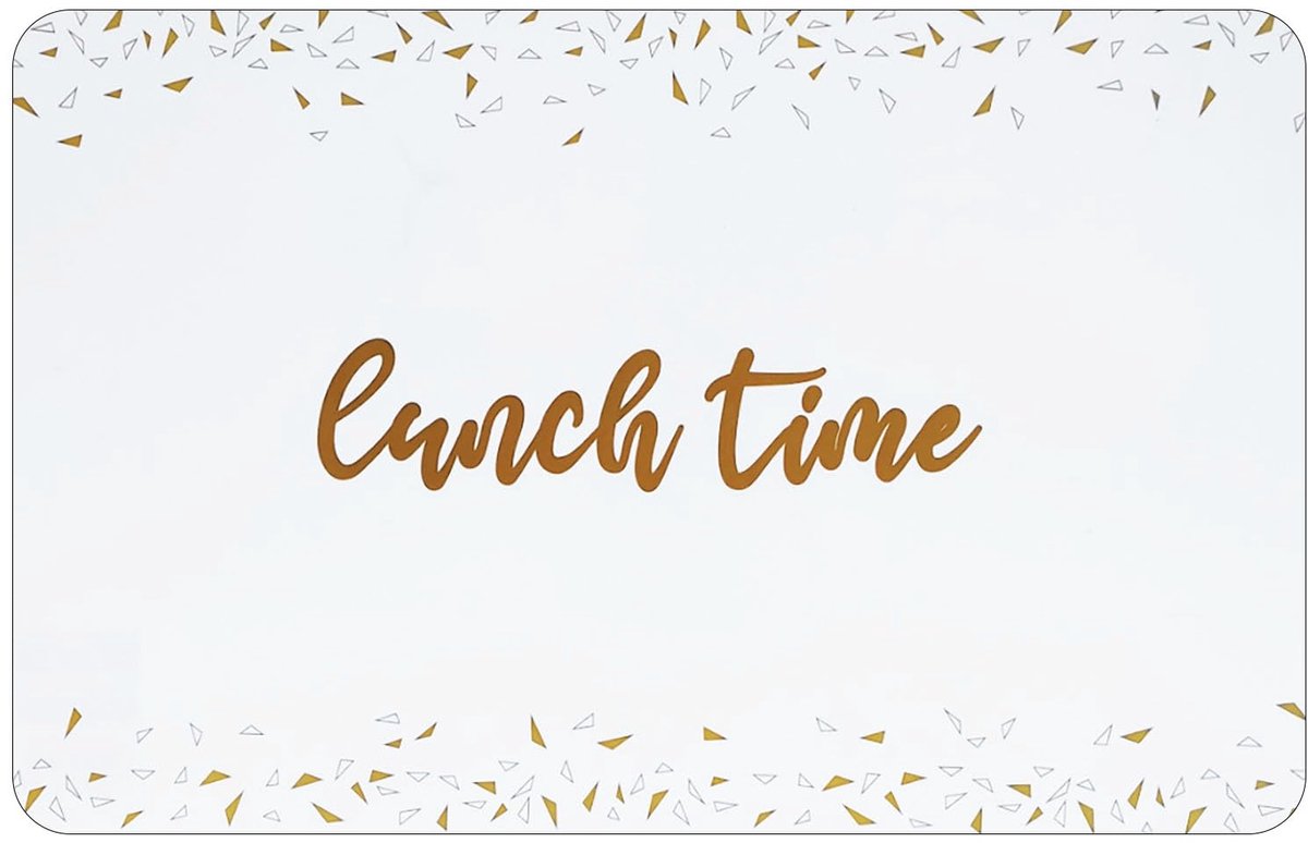 placemat, pvc-kunststof, vuilafstotend, ontbijt en lunch, 45 cm x 30 cm, wit/goud