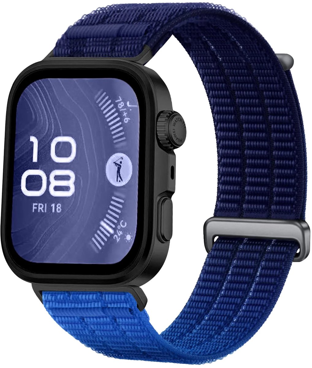 Strap-it Air bandje Nylon geschikt voor Huawei Watch Fit 5 Pro / 5 / 4 Pro / 4 / 3 - Blauw Gradiënt