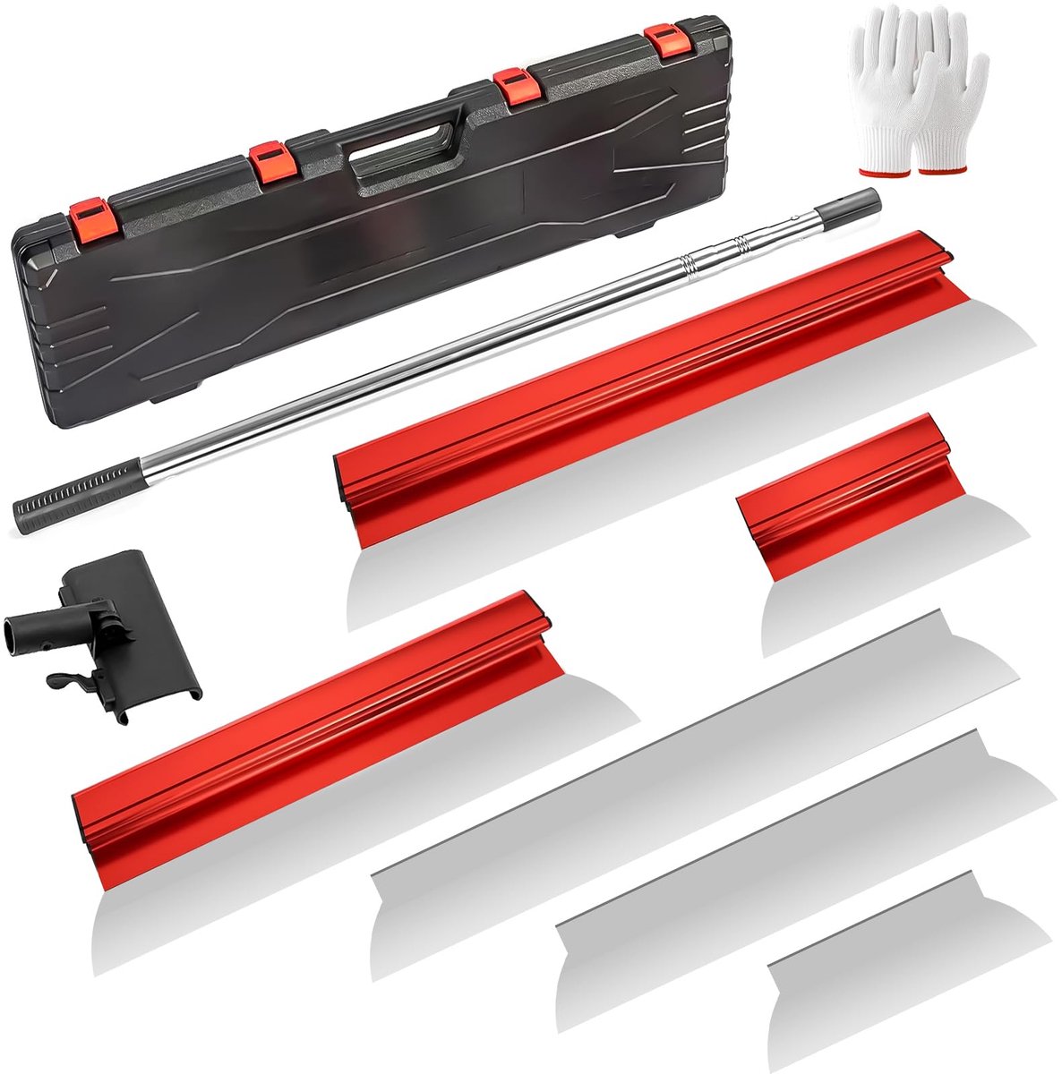 Spatels, gereedschap met verlenggreep, 30 cm/50 cm/80 cm, roestvrijstalen spatel, gladmakende spatelset met 3 reservemesjes, gladmakende plamuur voor muren en plafonds