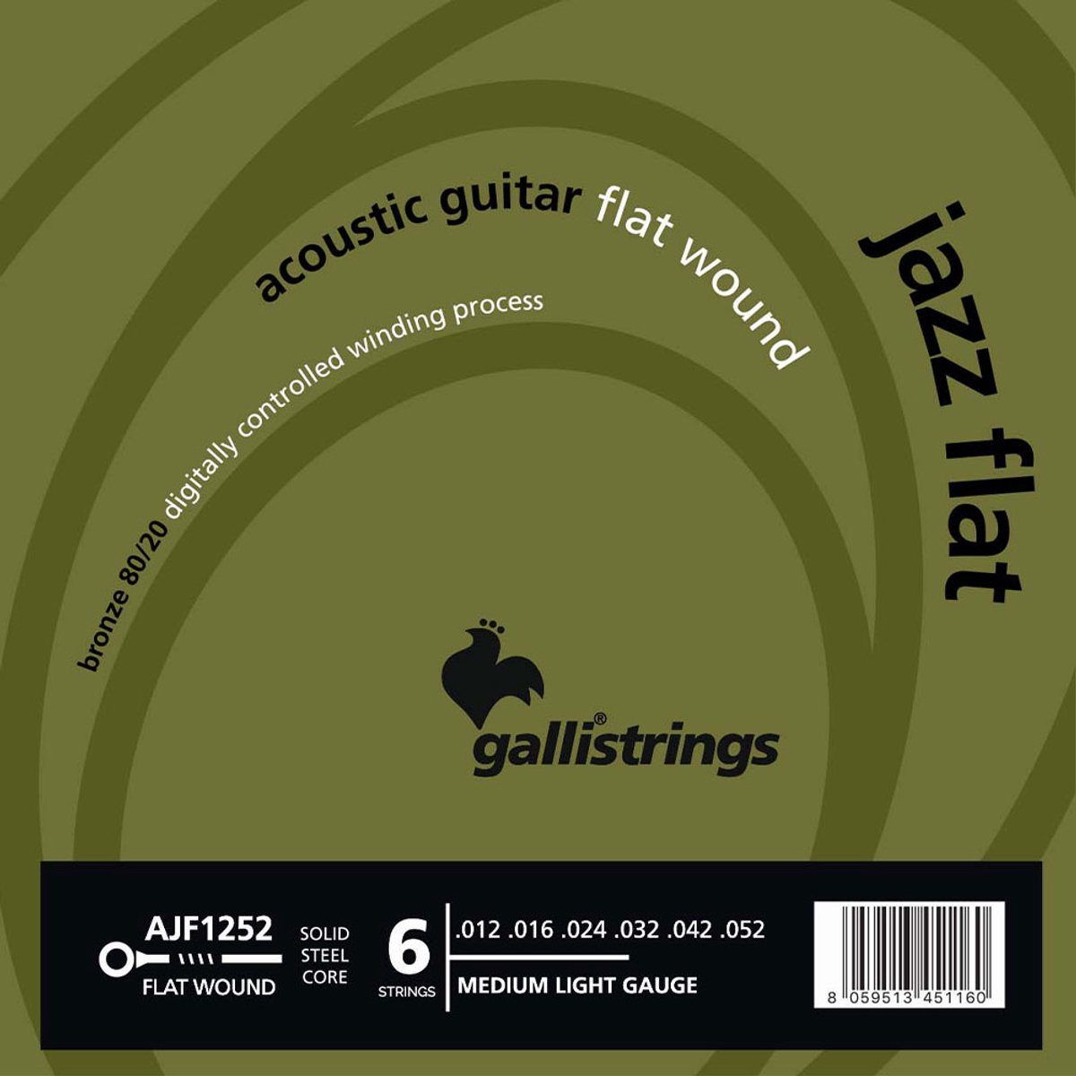 Galli AJF1252 Flat Bronze 80/20 Flatwound Akoestische Gitaarsnaren (12-52) Medium Light