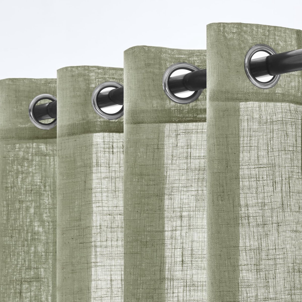Set van 2 transparante linnen gordijnen met ringen, moderne interieurgordijnen voor slaapkamer, woonkamer en raam, 140x225 cm, Gruel
