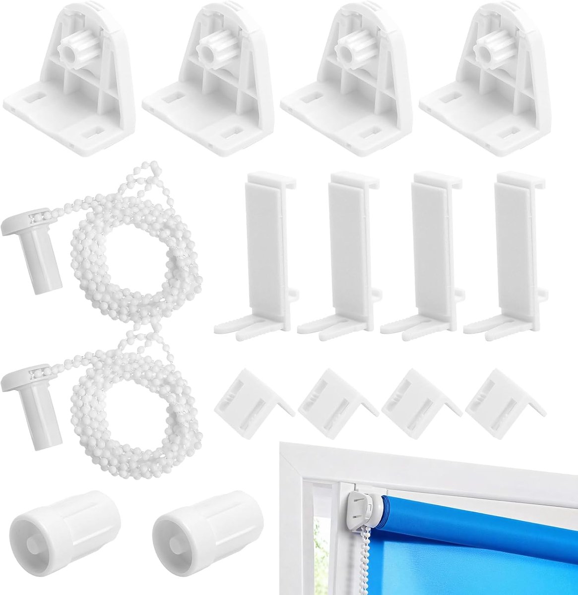 Set van 2 rolgordijn houder raam 17 mm Klemmfix rolgordijn reserveonderdelen kettingkoord, rolhouders reserveonderdeel klemhouder voor rolgordijnen voor Klemmfix verduisteringsrolgordijn