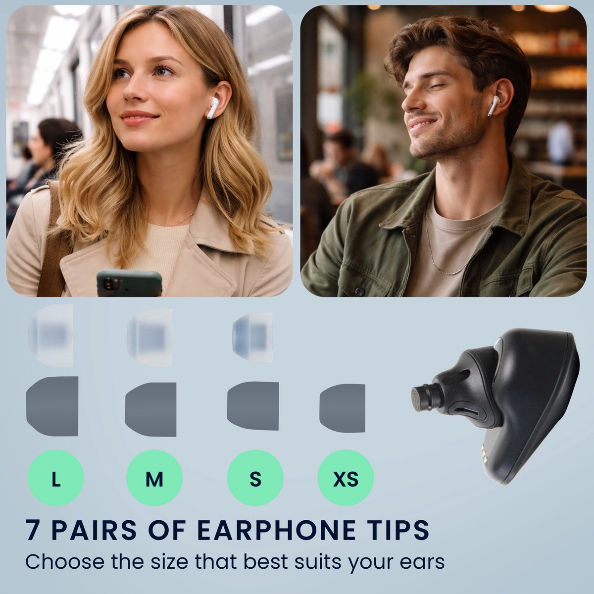 kwmobile 14x Reserve covers voor oordopjes geschikt voor Sony WF-1000XM3 / WF-1000XM4 / WF-1000XM5 - 4 maten - Silicone dopjes voor in-ear headphones