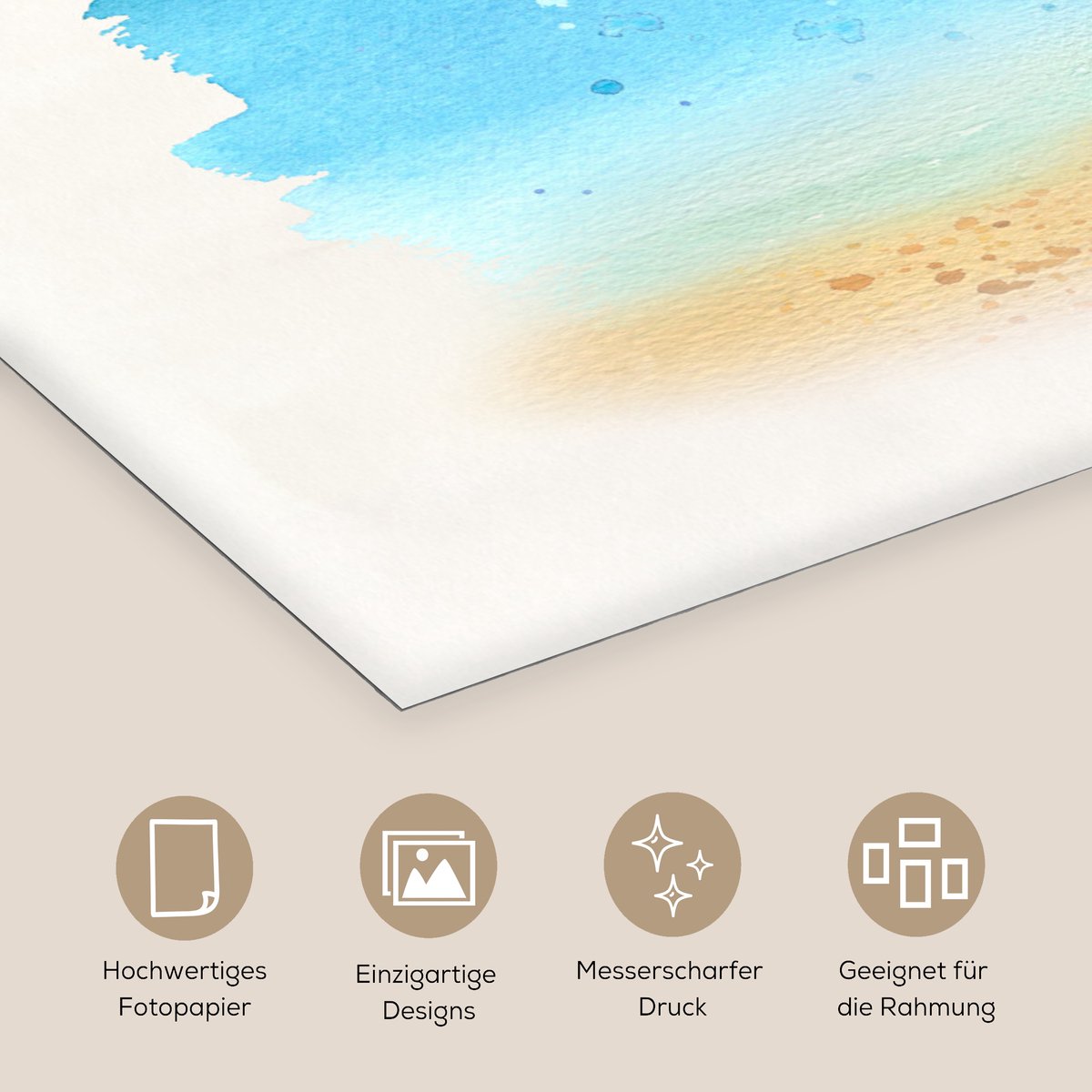 Poster 30x20 cm - Strandstoel - Parasol - Palmbomen - Waterverf - Posters - Kamer decorati